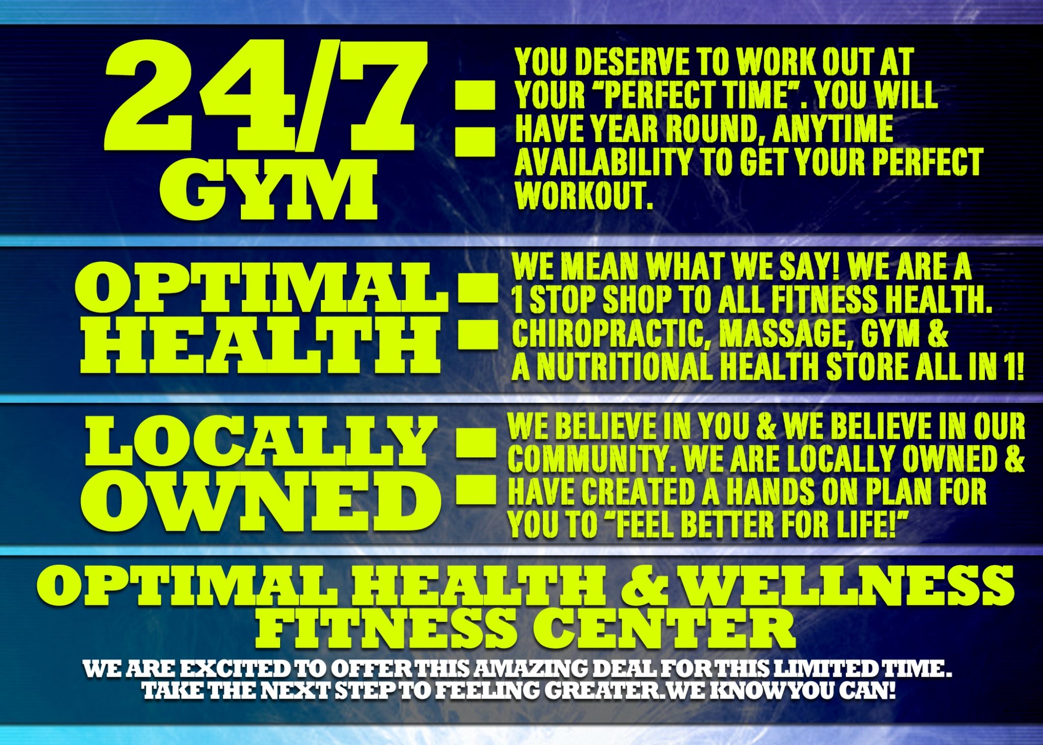 24Hour Gym Memberships Optimal Health &amp; Wellness